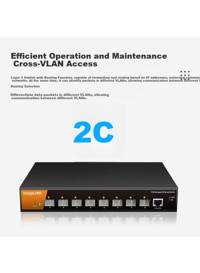 Keeplink Kp-9000 8-port 10 Gigabit Ethernet Switch, Layer 3 Managed, Supports Ipv4 Dynamic Routing, For Enterprise And Internet Cafes, Monitoring, Traffic Distribution, Splitter/desk - Image 2