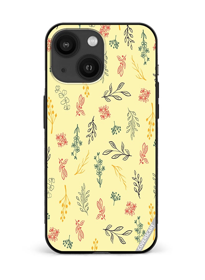Protective Case Cover For Apple iPhone 14 Floral Design Yellow