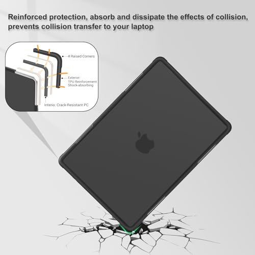 MOSISO Matte Case Compatible with MacBook Air 15 inch M5 2026 M4 2025 M3 M2 2024 2023 A3448 A3241 A3114 A2941ShockResistant Hard Case with Fold KickstandKeyboard CoverScreenFilmType C Black - Image 3