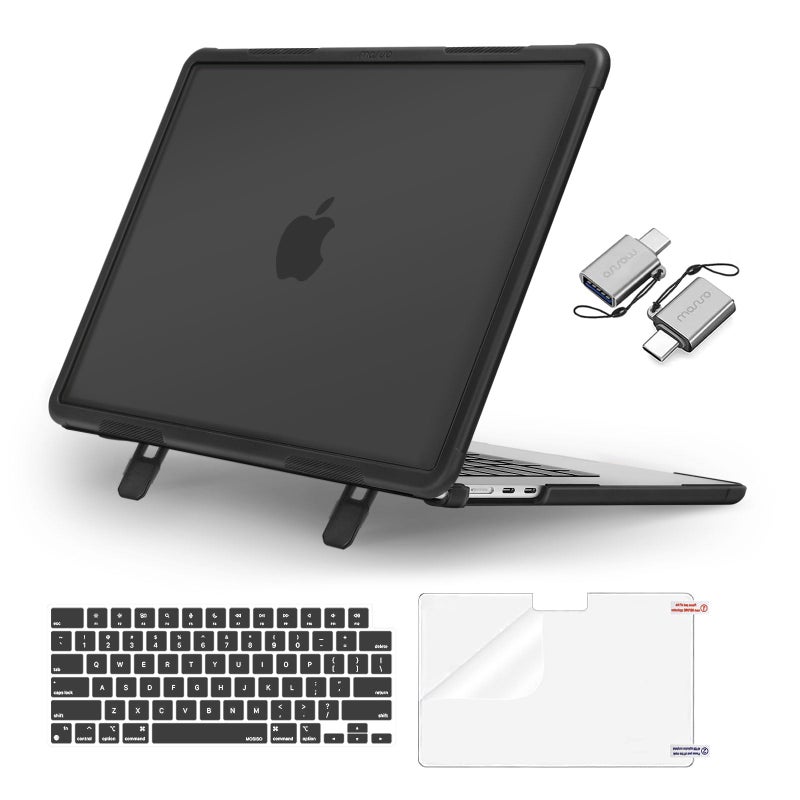 MOSISO Matte Case Compatible with MacBook Air 15 inch M5 2026 M4 2025 M3 M2 2024 2023 A3448 A3241 A3114 A2941ShockResistant Hard Case with Fold KickstandKeyboard CoverScreenFilmType C Black - Image 2