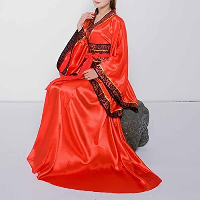 WOMEN'S CHINESE HANFU DRESS ANCIENT TRADITIONAL COSTUME OUTFIT STAGE PERFORMANCE WEAR (1# RED TOP+RED SKIRT, M) - Image 2
