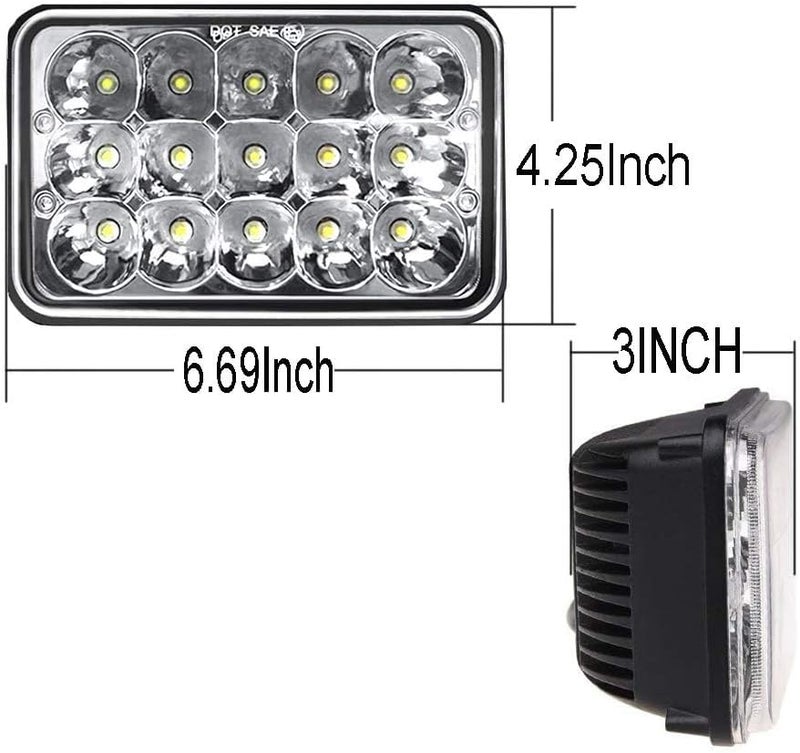 AMUNIESUN DOT Approved 4X6" Inch Sealed Beam LED Headlights for Kenworth T600 T800 / Peterbilt 357 378 379 - 4PCS - Image 4