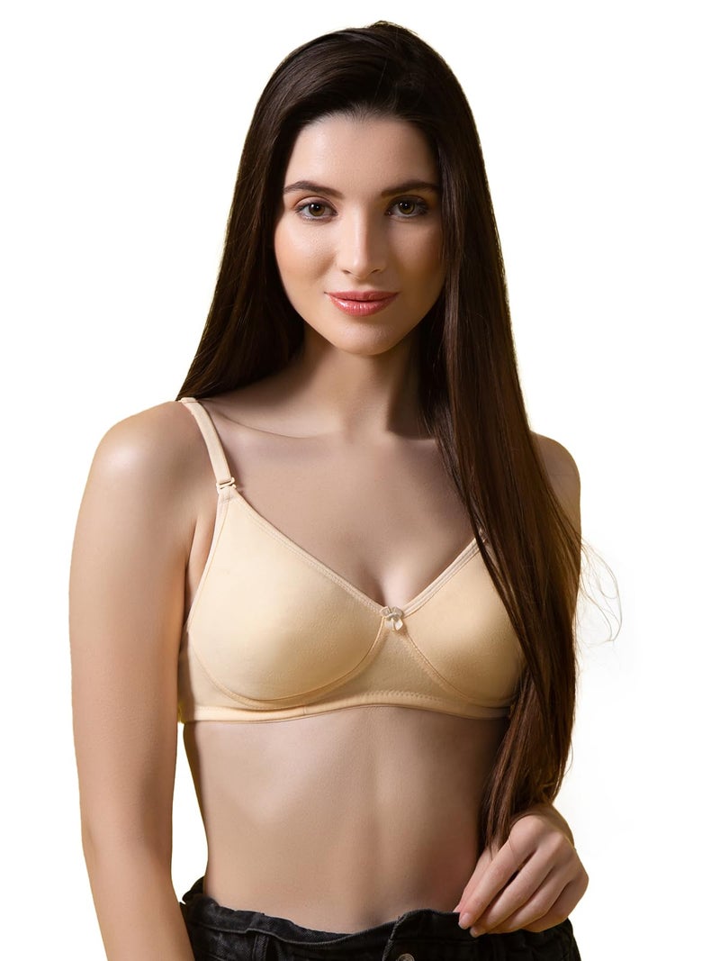 Clovia Women's Cotton Rich Lightly Padded Non-Wired Multiway T-Shirt Bra (BR1662P24_Beige_34C) - Image 1