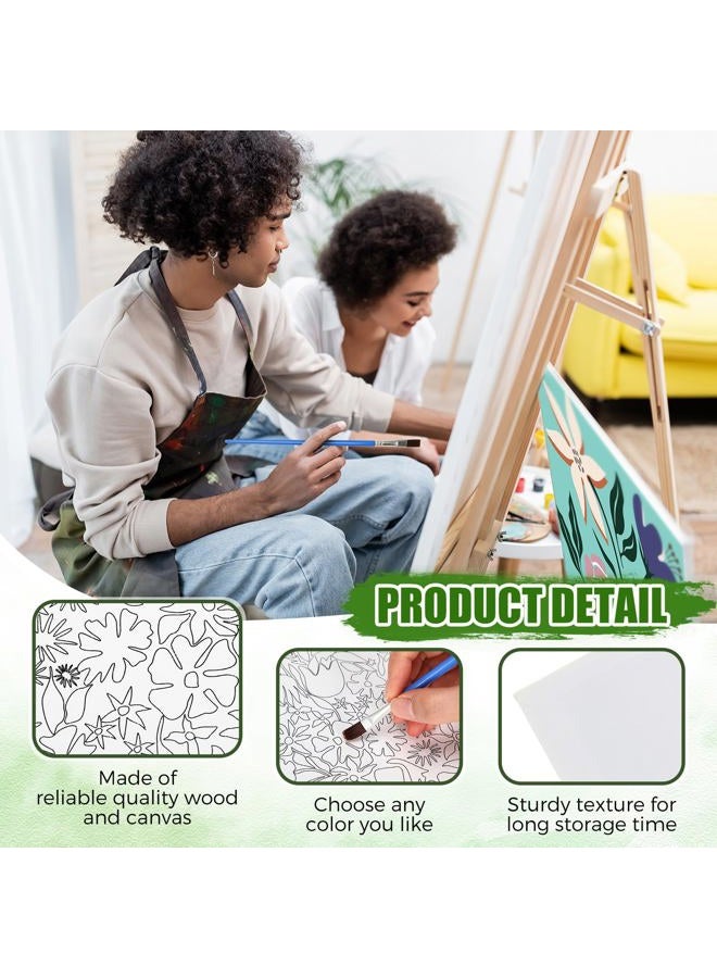 Sherr 140 Pcs 20 Set Pre Drawn Canvas Kit for Painting Craft Sip and Paint Kit for Adults Pre Printed Canvas Painting Favor for Virtual DIY Birthday Gifts Adult's Date Party(Flower) - Image 3
