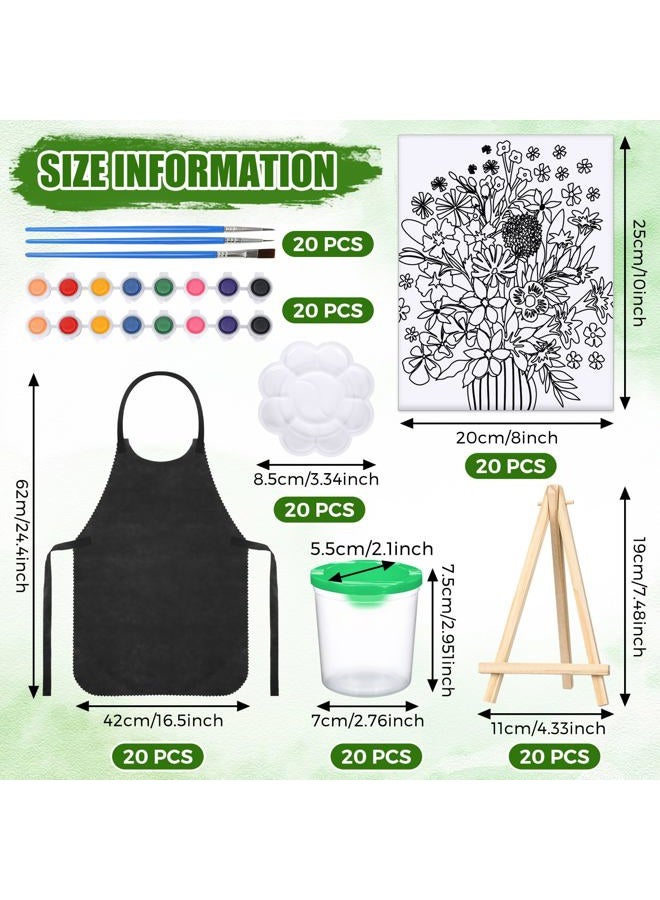 Sherr 140 Pcs 20 Set Pre Drawn Canvas Kit for Painting Craft Sip and Paint Kit for Adults Pre Printed Canvas Painting Favor for Virtual DIY Birthday Gifts Adult's Date Party(Flower) - Image 2