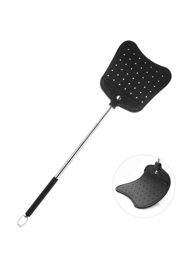 Foxany Leather Fly Swatter, Telescopic Heavy Duty Fly Swatters, Flexible Manual Flyswatters Set, Extendable Swatter with Stainless Steel Long Handle for Indoor Outdoor - Image 1