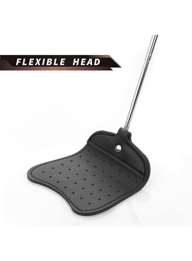 Foxany Leather Fly Swatter, Telescopic Heavy Duty Fly Swatters, Flexible Manual Flyswatters Set, Extendable Swatter with Stainless Steel Long Handle for Indoor Outdoor - Image 3