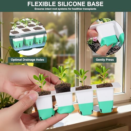 Sondiko Silicone Seed Starter Tray, 48 Cell Reusable Seed Starter Kit, Seedling Starter Trays with Humidity Dome, Mini Greenhouse Germination Kit, Perfect for Starting Vegetable, Flower & Herb Seeds - Image 3