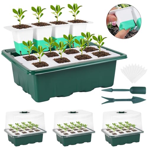 Sondiko Silicone Seed Starter Tray, 48 Cell Reusable Seed Starter Kit, Seedling Starter Trays with Humidity Dome, Mini Greenhouse Germination Kit, Perfect for Starting Vegetable, Flower & Herb Seeds - Image 1