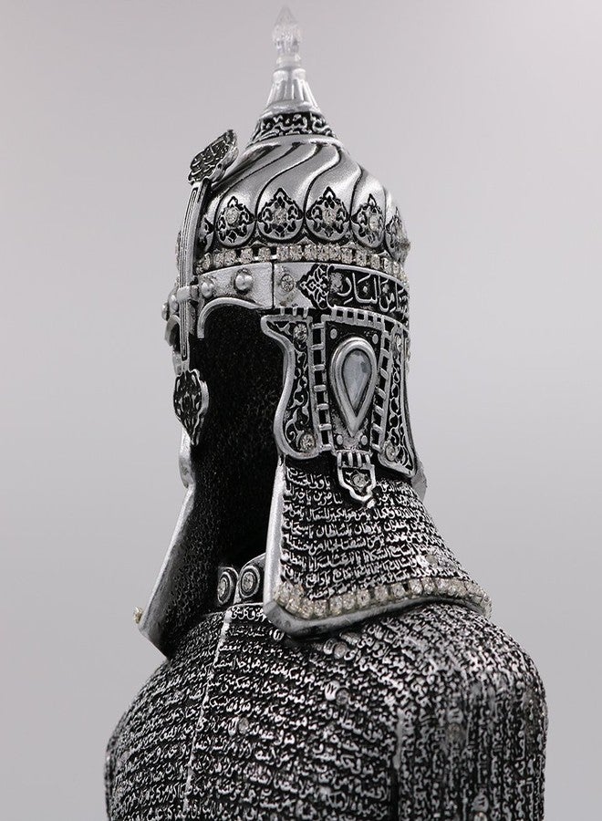 Gunes تحفة فنية إسلامية لتزيين المنزل من تصميم جوشان كبير - درع عثماني - قطعة فنية إسلامية (11.5 × 3.8 بوصة، فضي) - Image 5