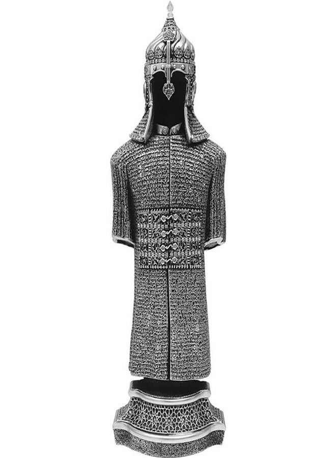 Gunes تحفة فنية إسلامية لتزيين المنزل من تصميم جوشان كبير - درع عثماني - قطعة فنية إسلامية (11.5 × 3.8 بوصة، فضي) - Image 1
