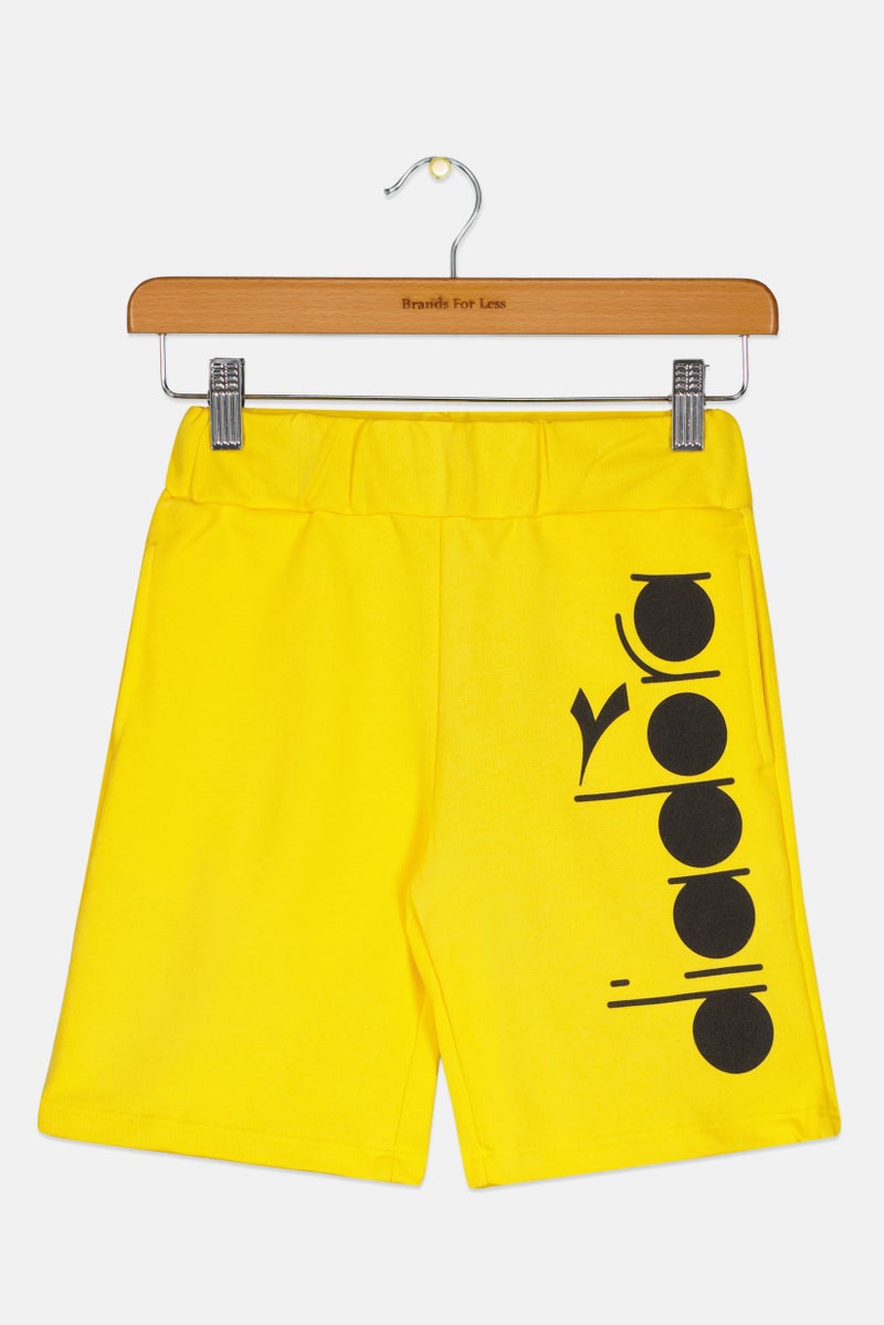 DIADORA Kids Boy Brand Logo Basic Shorts, Yellow - Image 1