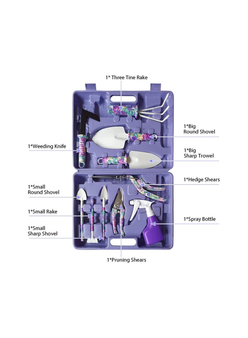 KASTWAVE Purple Garden Toolbox Set, High Quality and Practical Flower Planting Tool Suitable for Transplanting, Sowing, 10 Pieces - Image 2