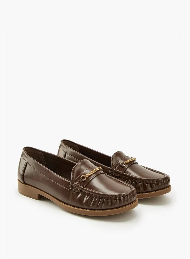 Flora Bella By Shoexpress Chain Detail Slip-On Loafers