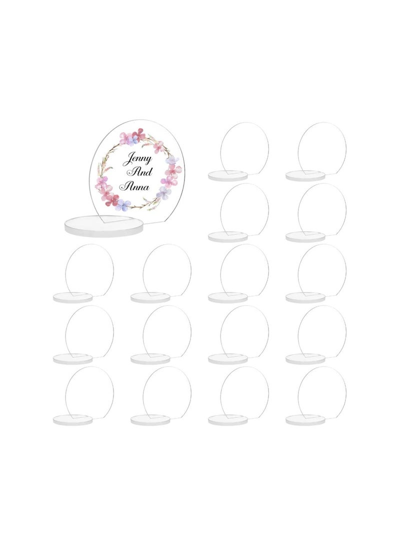 SOLARAE Acrylic Place Cards, Round Wedding Place Card, Holder Acrylic Name Plaque Sign Place Card, Seating Chart Stand Acrylic Circle Table Number Blank with Stand for Wedding Banquet, Clear(20 Set ) - Image 1