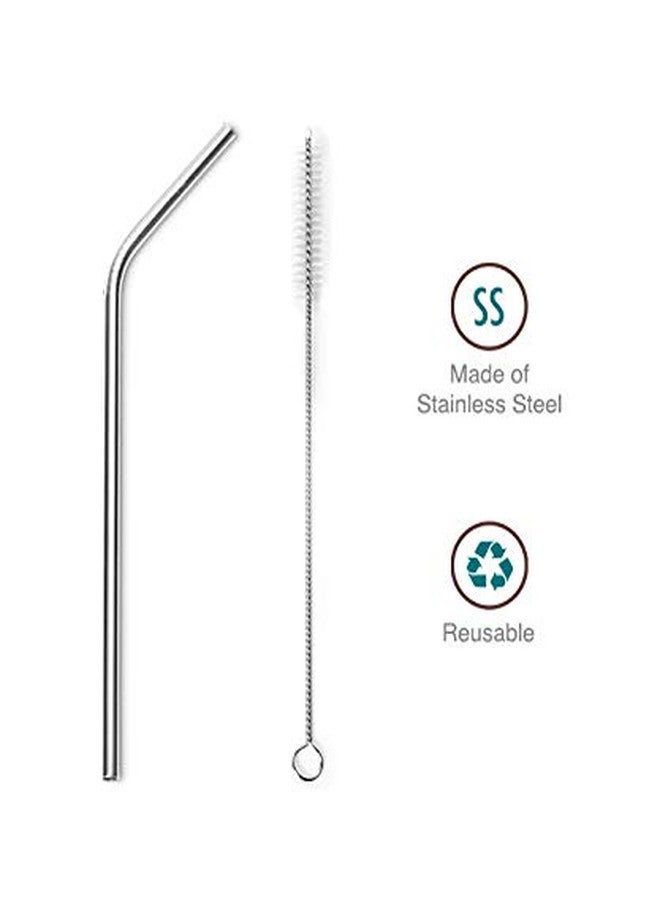 VAYA life.Improved Drynk Stainless Steel Straight Reusable Metal Straws for Drinking, Pack of 4-2 (8.4 Inches), 2 Bent (8 Inches) and 1 Cleaning Brush - Image 2