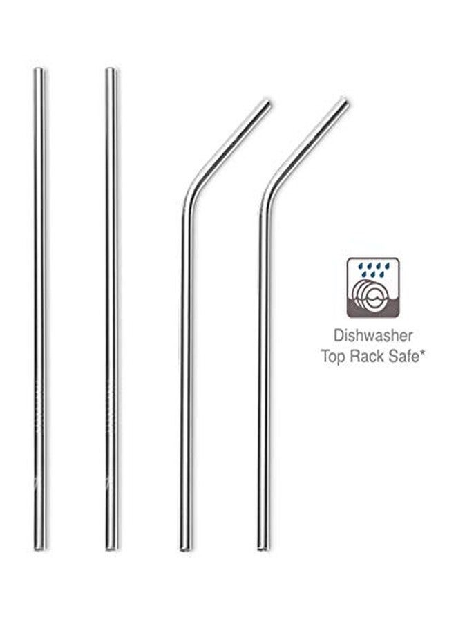 VAYA life.Improved Drynk Stainless Steel Straight Reusable Metal Straws for Drinking, Pack of 4-2 (8.4 Inches), 2 Bent (8 Inches) and 1 Cleaning Brush - Image 3