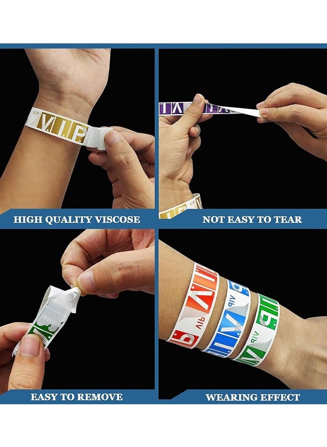 VIP Paper Wristbands for Events Colors 600 Counts Neon Wrist Bands Waterproof Arm Hand Lightweight Concert 0.79in Colored Bracelets Adhesive Party  - Image 2