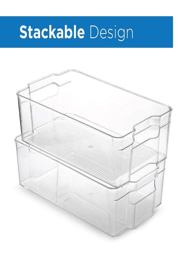 Seseno Set Of 6 Refrigerator Organizer Bins - Stackable Fridge Organizers for Freezer, Kitchen, Countertops, Cabinets - Clear Plastic Pantry Storage Racks - Image 3
