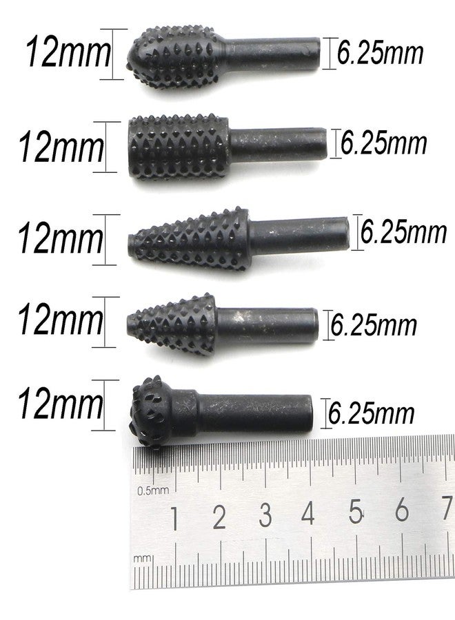 JIUWU 10pcs Black 6.35mm Shank Twist Rotary Burr Drill Bits Wood Carving File Rasp Die Grinder DIY Woodworking Chisel Rotating Embossed Grinding Head Power Tools for DIY Engraving - Image 5