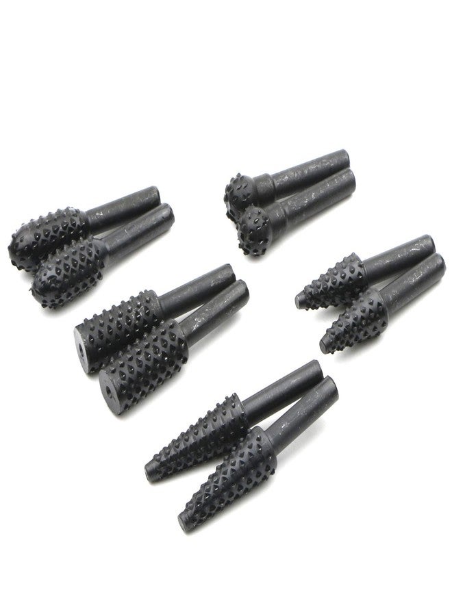 JIUWU 10pcs Black 6.35mm Shank Twist Rotary Burr Drill Bits Wood Carving File Rasp Die Grinder DIY Woodworking Chisel Rotating Embossed Grinding Head Power Tools for DIY Engraving - Image 2
