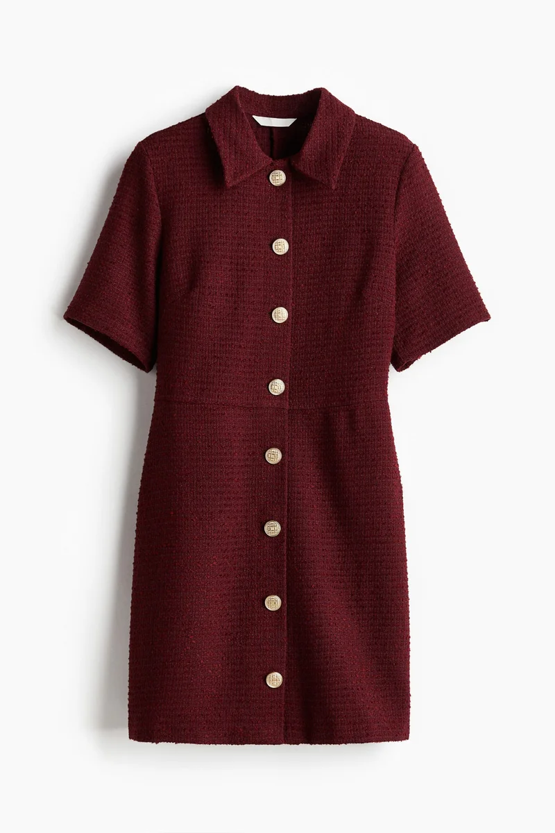 اتش اند ام Button-Front Bouclé Dress