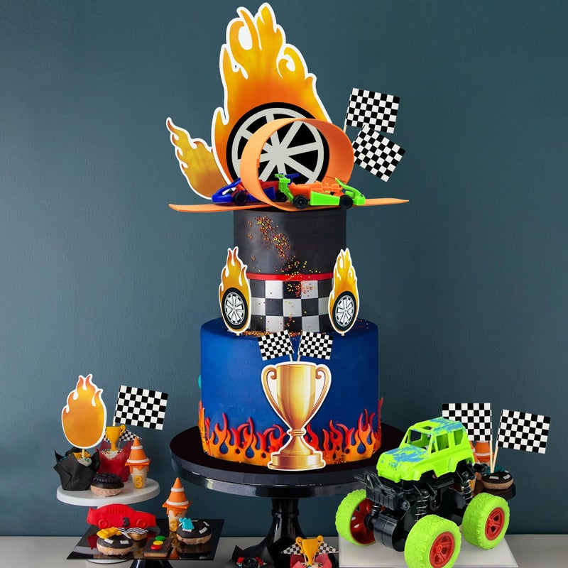 KEEPARTY 19PCS Truck Cake Decorations Trucks Race Cars Cake Topper For Truck Themed Racing Car Party Decoration Supplies - Image 5