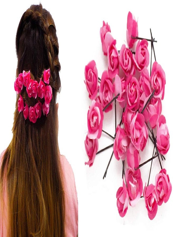 Glan Flower Juda Pin For Women And Girls Hair Accessories Bun Juda Pins For Party Pink 24 Pcs Pack Of 1 (JUDA PINS 11) - Image 2