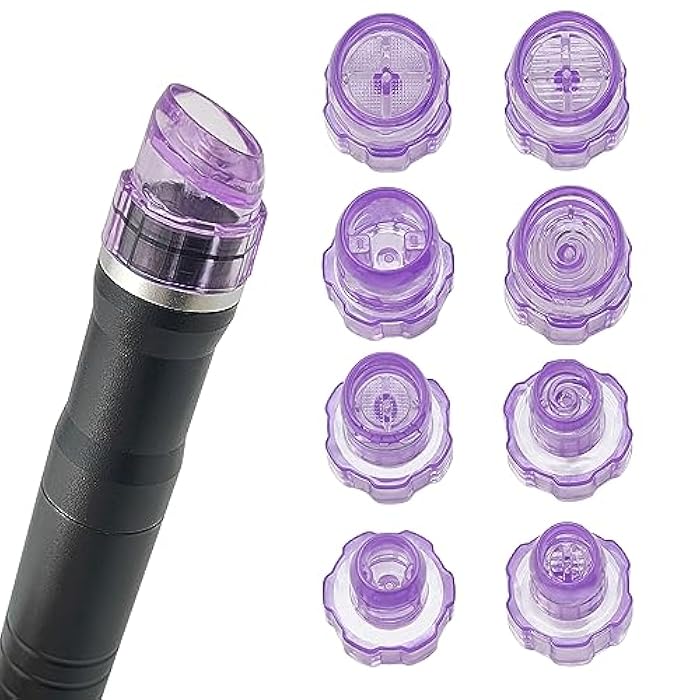 Elitzia Plastic Dermabrasion Microderma Heads Facial Aqua Peel Tips Water Peeling Caps Facial Care Skin Cleaning Tool Beauty Machine Replacement Spare Parts 8pcs Per Set（Purple） - Image 1
