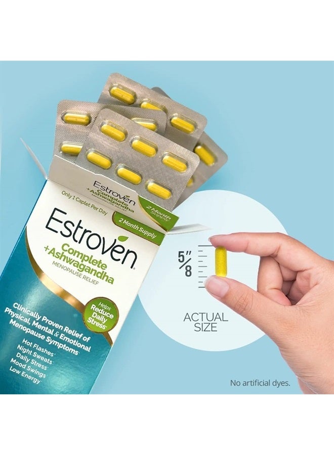 Estroven مكمل كامل + أشواغاندا متعدد الأعراض لسن اليأس للنساء - 60 حبة - مكونات مثبتة سريريًا توفر تخفيف سن اليأس والتعرق الليلي + تخفيف الهبات الساخنة* - خالي من الأدوية وغير معدل وراثيًا - Image 3