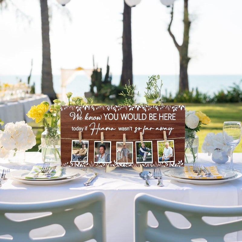 ElasignShopo Wedding Rustic In Loving Memory Wooden Sign With 5 Clips Memorial Wood Sign Wedding Decor for Reception Ceremony Table Picture Hanging Board to Honor Souls Eucalyptus Heaven Decorations, 16 x 8â€™â€™ - Image 3