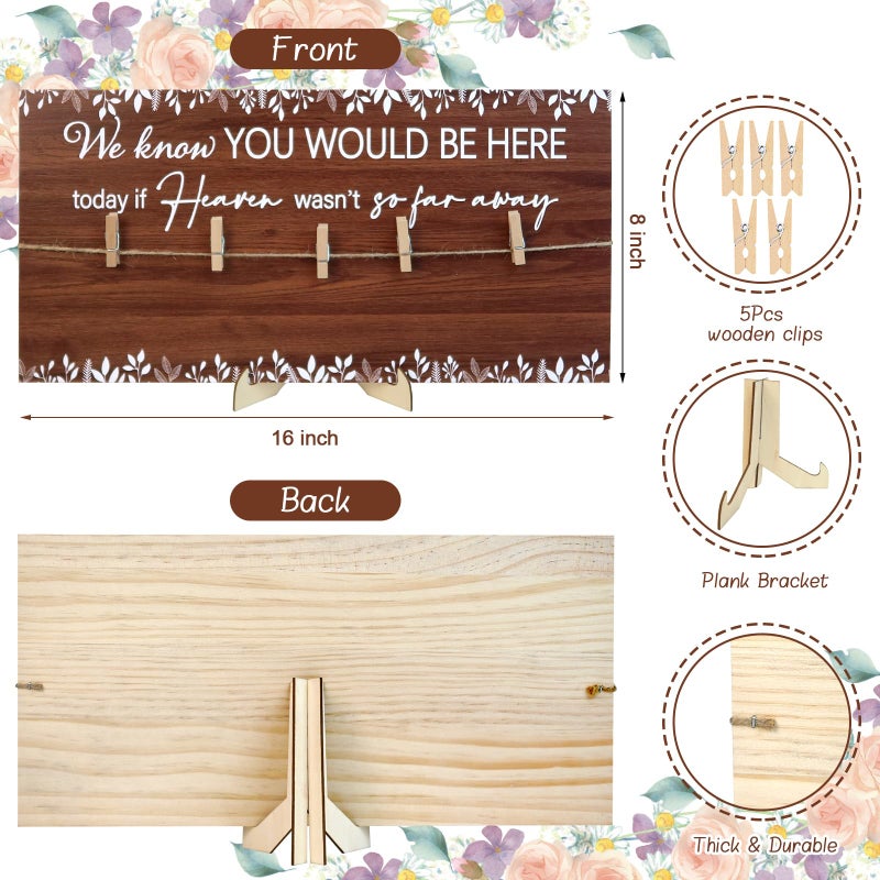 ElasignShopo Wedding Rustic In Loving Memory Wooden Sign With 5 Clips Memorial Wood Sign Wedding Decor for Reception Ceremony Table Picture Hanging Board to Honor Souls Eucalyptus Heaven Decorations, 16 x 8â€™â€™ - Image 2