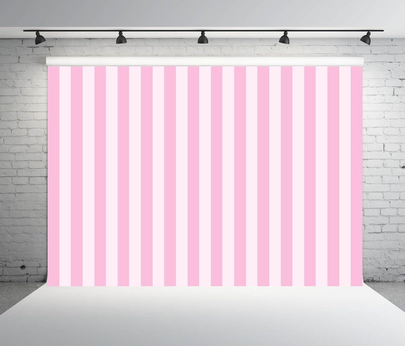 BELECO 7x5ft Fabric Stripe Backdrop Pink & White Stripes Background for Baby Kids Girls Birthday Photoshoot & Party Decorations Banner Photo Booth Studio Props - Image 3