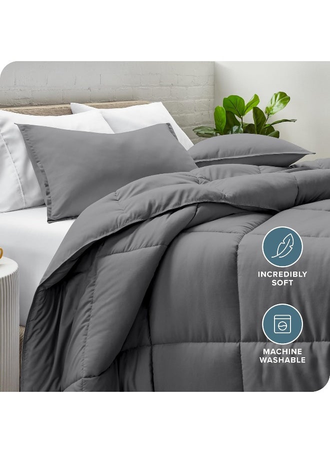 Bare Home Bare Home Comforter Set - Full/Queen - Goose Down Alternative - Ultra-Soft - Premium 1800 Series - Hypoallergenic - All Season Breathable Warmth (Full/Queen, Grey)  - Image 2