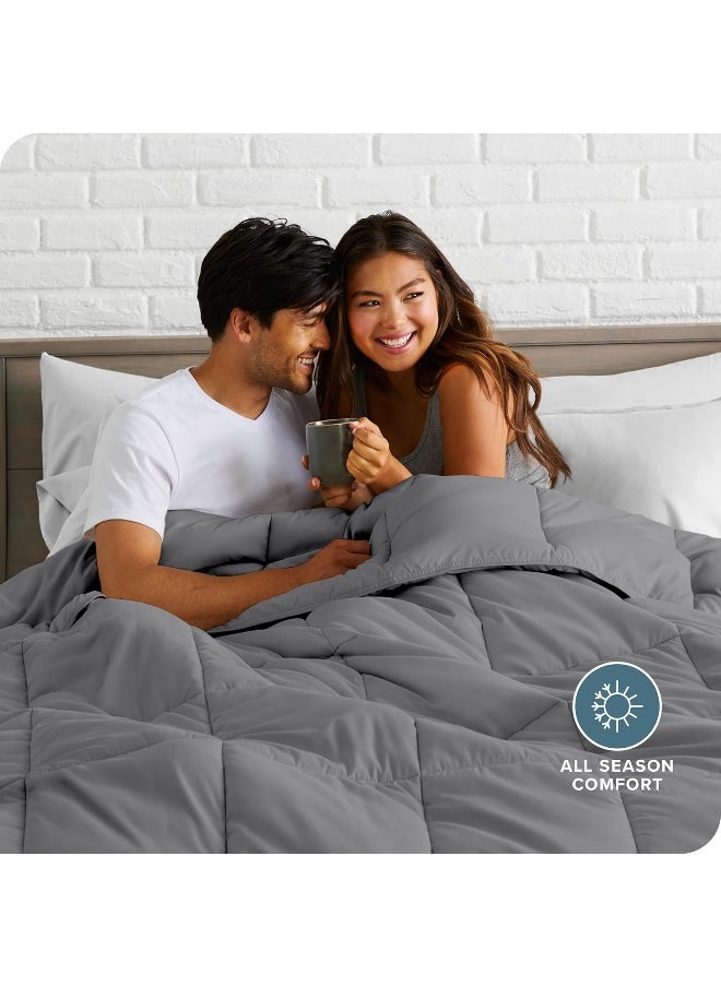 Bare Home Bare Home Comforter Set - Full/Queen - Goose Down Alternative - Ultra-Soft - Premium 1800 Series - Hypoallergenic - All Season Breathable Warmth (Full/Queen, Grey)  - Image 3