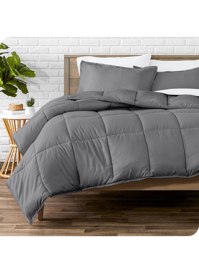 Bare Home Bare Home Comforter Set - Full/Queen - Goose Down Alternative - Ultra-Soft - Premium 1800 Series - Hypoallergenic - All Season Breathable Warmth (Full/Queen, Grey)  - Image 1