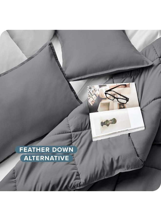 Bare Home Bare Home Comforter Set - Full/Queen - Goose Down Alternative - Ultra-Soft - Premium 1800 Series - Hypoallergenic - All Season Breathable Warmth (Full/Queen, Grey)  - Image 4