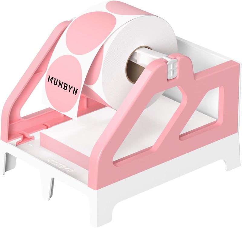 MUNBYN Label Holder for Rolls and Fan-Fold Labels, Thermal Sticker Roll Holder for Desktop Thermal Printer Shipping Supplies Industrial Paper, Pink - Image 1