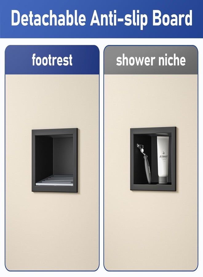 Bernkot Shower Niche, 304 Stainless Steel Wall Niche Shower Stool for Bathroom, Recessed Shower Footrest w/Over Mount Installation, No Tile Needed (Matte Black, 4.8''x6'') - Image 5