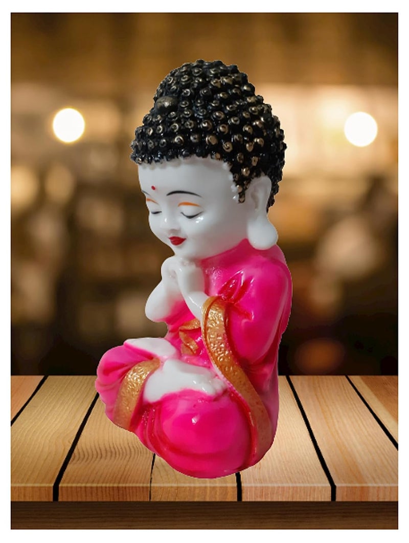 AFTERSTITCH Baby Monk Buddha Idol Showpiece Mini Baby Monk Buddha Statue Bring Peace and Serenity to Your Home Office Idol Figurines Cute Little Baby Monk Buddha10 8 22CM Pink - Image 2