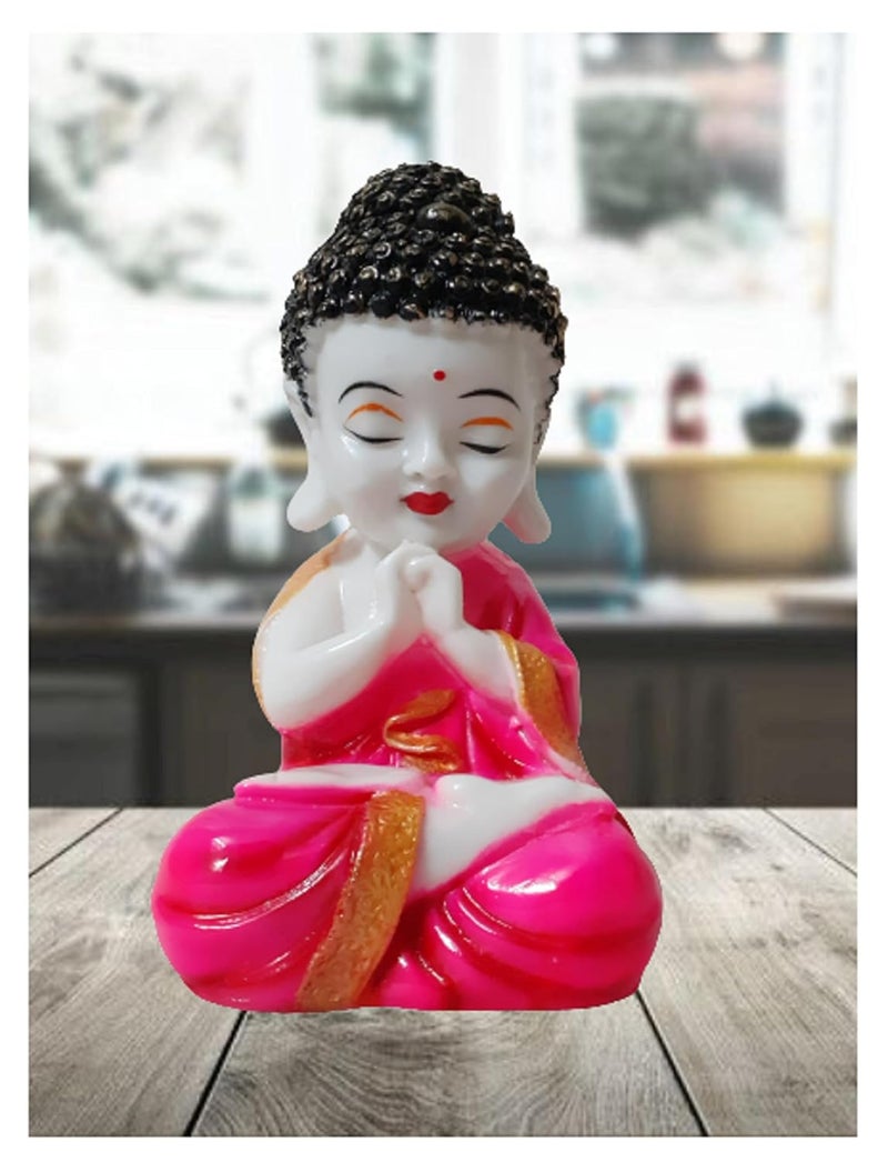 AFTERSTITCH Baby Monk Buddha Idol Showpiece Mini Baby Monk Buddha Statue Bring Peace and Serenity to Your Home Office Idol Figurines Cute Little Baby Monk Buddha10 8 22CM Pink - Image 1