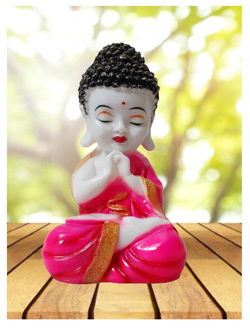 AFTERSTITCH Baby Monk Buddha Idol Showpiece Mini Baby Monk Buddha Statue Bring Peace and Serenity to Your Home Office Idol Figurines Cute Little Baby Monk Buddha10 8 22CM Pink - Image 3