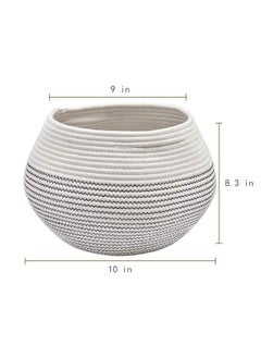 Goodpick Cute Round Basket Cotton Rope Basket In Living Room Woven Towel Basket Bathroom Cat Toy Storage Basket For Children Corner Plant Basket Shelf Indoor White 10"D X 8.3"H  - Image 4