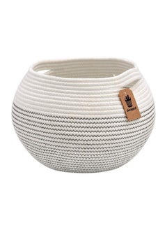 Goodpick Cute Round Basket Cotton Rope Basket In Living Room Woven Towel Basket Bathroom Cat Toy Storage Basket For Children Corner Plant Basket Shelf Indoor White 10"D X 8.3"H  - Image 1