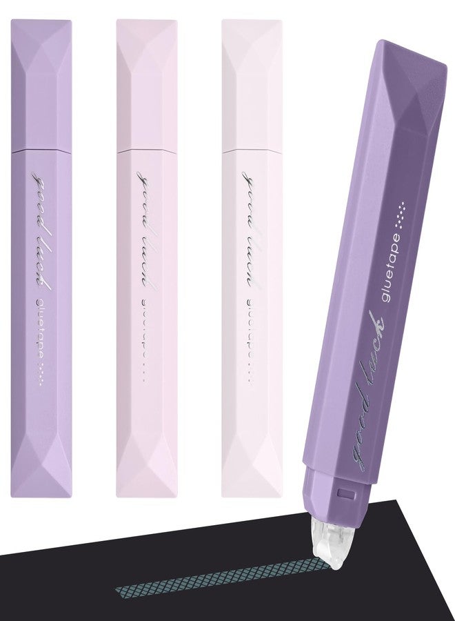 Temiary 4-Pack Double Sided Tape Roller, 6 mm x 196 Inch Adhesive Tape Glue Runner for Scrapbook Craft Supplies Office School (Purple) - Image 1