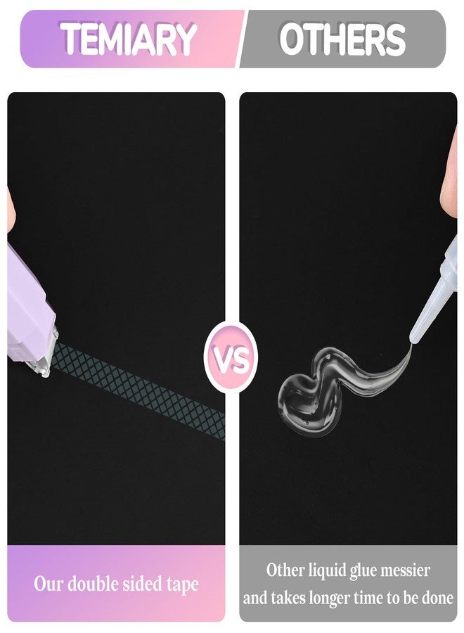 Temiary 4-Pack Double Sided Tape Roller, 6 mm x 196 Inch Adhesive Tape Glue Runner for Scrapbook Craft Supplies Office School (Purple) - Image 4