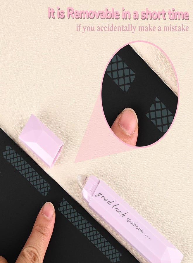 Temiary 4-Pack Double Sided Tape Roller, 6 mm x 196 Inch Adhesive Tape Glue Runner for Scrapbook Craft Supplies Office School (Purple) - Image 3