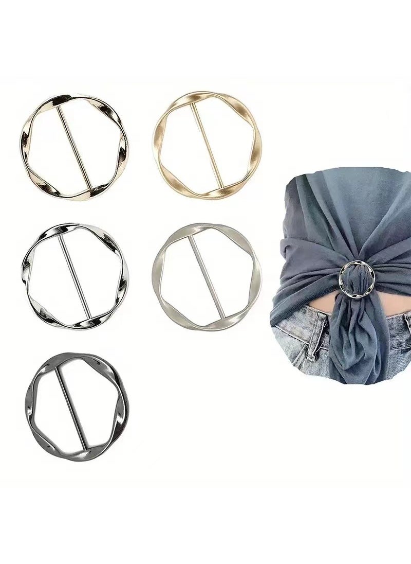 Generic - 2024 Spring Summer T-Shirt Scarf Knot Clip Fog Gold - Image 1