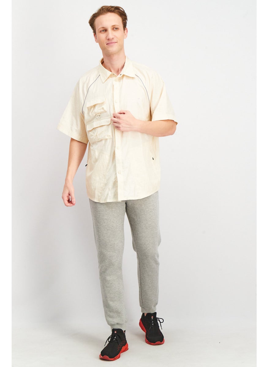 adidas Originals Men Regular Fit Short Sleeve  Outdoor Polo Shirt, Beige  - Image 4