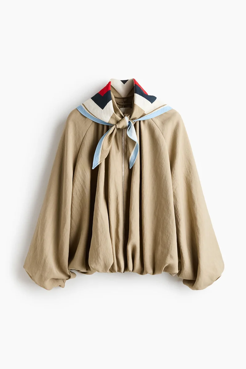 H&M  Bubble-hem jacket with scarf for Women | Best Price UAE
